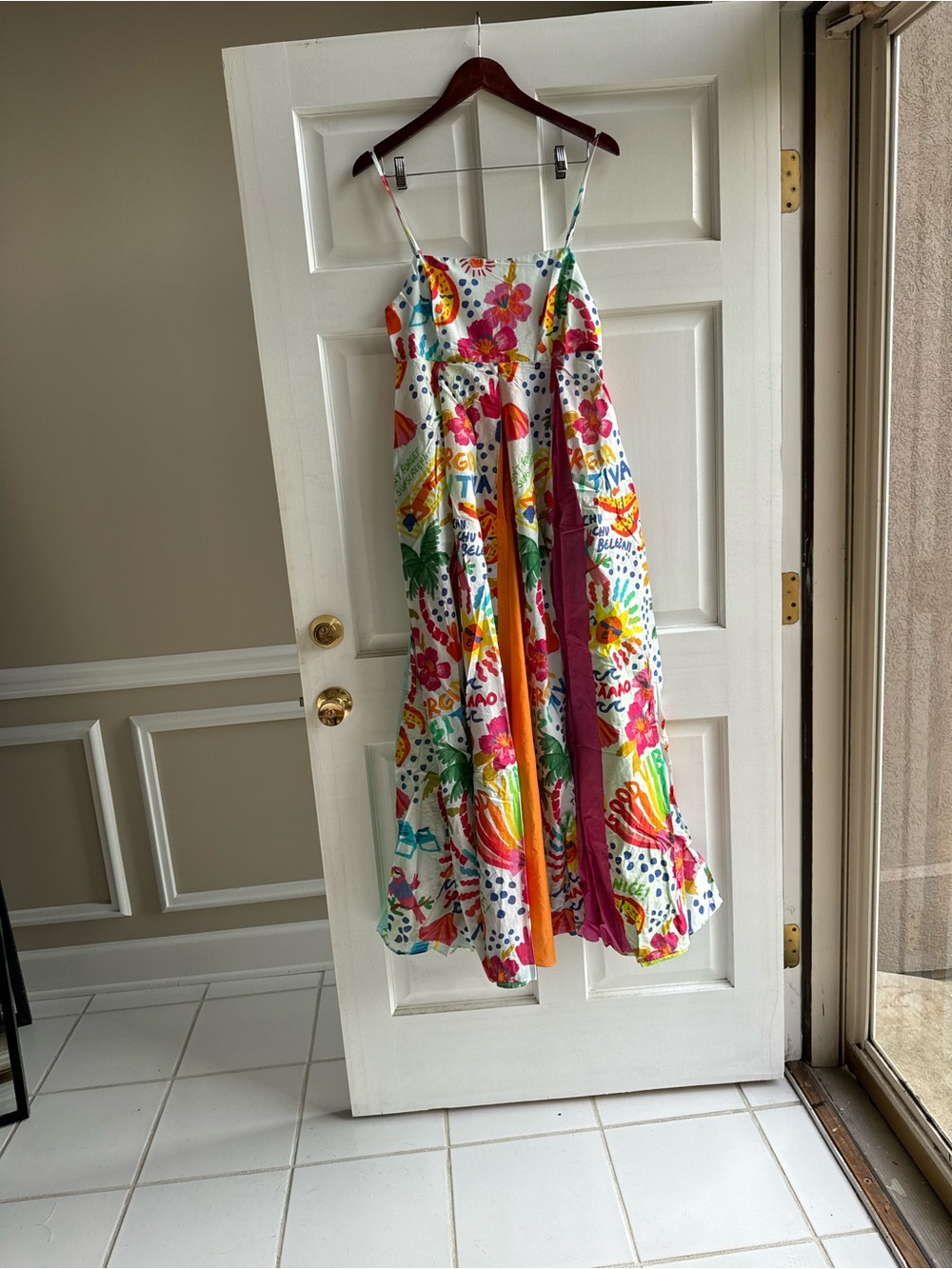 FARM Rio Multicolor Floral & Shell Print Maxi Dress with Pink Panel - Picture 4 of 6